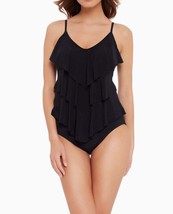 MagicSuit 6006044 Oasis Rita Ruffle Tankini Top SZ 10US ($120) Black - £53.28 GBP