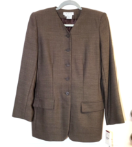 Vintage Chaus Blazer Herringbone Lambswool  Rayon Suit Separate Brown Si... - $29.68