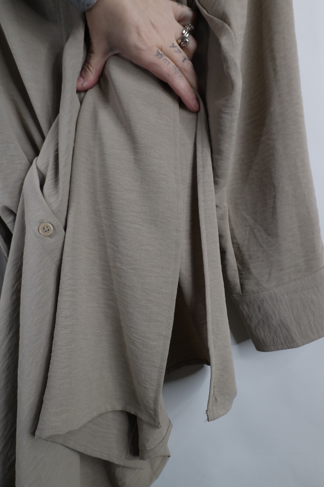 Deadstock Vintage Y2K DKNY Womens 10 Long Sleeve Knit Tie Dress Khaki Brown Item image 11
