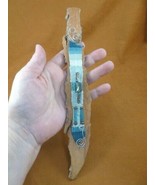 G-64 blue ombre stripe wool knit Beaded beach driftwood CA art Charlotte... - $56.24 CAD