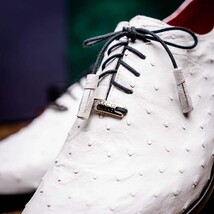 Criss Genuine Ostrich Quill Oxford Dress Shoes White image 11