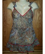 Adam &amp; Eve Babydoll Nightie Chemise w/ panty NEW  M Medium leopard red - $244.42 MXN