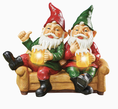 Solar Power Garden Gnomes Night Out Yard Statues - £35.97 GBP