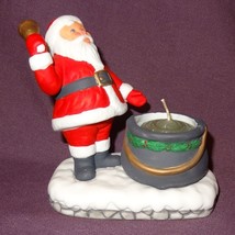 Santa Claus Ringing Bell 4&quot; Candle Holder M Workman 1986 Artmart Chicago LTD - £7.73 GBP