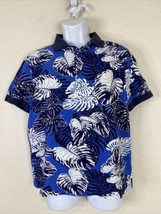 Paisley &amp; Gray Men Size L Blue Floral Polo Shirt Short Sleeve Slim Fit - £5.30 GBP