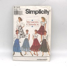 Vintage Sewing PATTERN Simplicity 8193, Western Classics Misses 1992 Set - $18.39