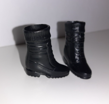Barbie Doll Black Ankle Boots 90s Fashion Avenue Sock tops CUTE - £5.53 GBP