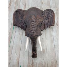 Hand Carved African Elephant Head Wooden Wall Hanging Sculpture 12" X12" - $49.97