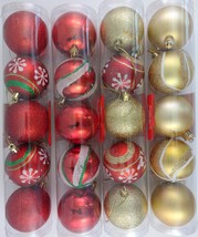 CHRISTMAS 2" BALL ORNAMENTS GLITTER / METALLIC ACCENTED  5 Ct/Pk, SELECT Design - £2.39 GBP