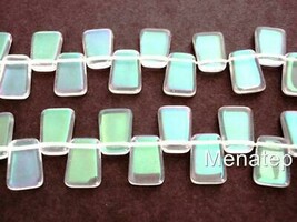 23 10 x 14mm Czech Glass Wedge Tablet Beads: Luster Iris - Crystal - £4.92 GBP