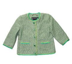 NWoT J.Crew Cropped Lady Jacket in Seaweed Tweed Neon Piping 4 - £92.51 GBP