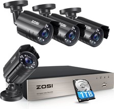 ZOSI 1080P Security Camera System with 1TB Hard Drive H.265+ 8CH 5MP Lite HD-TVI - £180.19 GBP