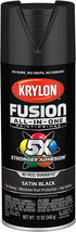 Krylon Fusion All-In-One Spray Paint, Satin Black 12 Ounce K02732007 - £11.63 GBP