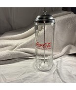 Vintage Coca-Cola Straw Holder Diner-Style Glass Chrome 1992 NO BOTTOM C... - $16.99