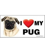 I (Heart) Love my PUG Fawn CUTE Large Car Fridge Dog Magnet 4x8 USA Wate... - £5.28 GBP