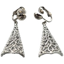 Sarah Coventry Earrings Delicate Intricate Design Clip-on Silver Tone Vintage - £9.18 GBP