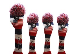 1 3 5 X USA GOLF Driver Headcover Red White Blue KNIT Head Covers Headcovers - £134.53 GBP