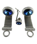 Vintage Dante Large Blue Stone Silver Tone Wraparound Cuff Link &amp; Tie Pi... - $13.79