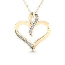 10K Yellow Gold 0.05ct Natural TDW Diamond Heart shape Pendant - £167.85 GBP