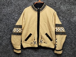 Vintage Icelandic Design Wool Jacket Shacket Women Large Light Brown Lined - £37.06 GBP