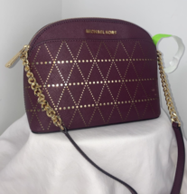 Michael Kors Emmy Crossbody Bag Dome Plum Leather Perforated $268 B2Q - £67.25 GBP