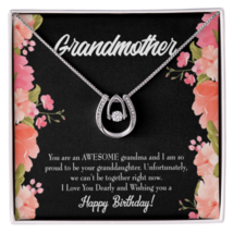 To My Grandma Awesome Grandma Birthday Message Lucky Horseshoe Necklace ... - £41.63 GBP+