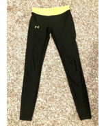 Under Armour Compression Leggings Womens Small Black Neon Yellow Mesh In... - £14.69 GBP
