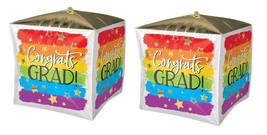 2 Pack 15&quot; Graduating Celebrate &#39;Congrats Grad!&#39; Foil Balloons - Rainbow - £10.27 GBP