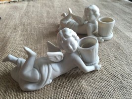 Angel Ceramic Candle Stick Holders - Vintage Pair (2)  - £19.22 GBP