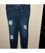 Cat and Jack denim stretch jeans with lace patches size 12 - $167.92 MXN