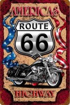Americas Highway Route 66  Motorcycle  Metal Sign - £23.93 GBP