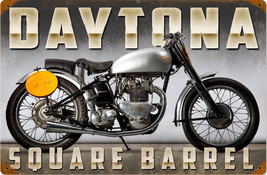 Daytona Square Barrel Motorcycle  Metal Sign - £23.61 GBP