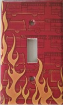Fire Truck Light Switch Cover home kid Play room firefighter fireman Flames Gift - $10.49