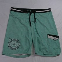 American Fighter 38 x 11&quot; Green / White / Black Unlined Board Shorts - £8.00 GBP