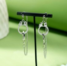 Handcuffs Tassel Earrings Silver Plated  - $12.86