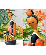 Vintage Sosaku Kokeshi Doll Japanese Geisha Kimono Elegant Woman Thin - $54.95
