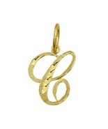 Genuine 14K Yellow Gold 0.78&quot; Fancy Cursive Script Letter Initial &#39;C&#39; Pe... - $119.37 CAD