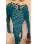 NWT Frederick&#39;s of Hollywood SZ Medium Margarita Floral Lace Teddy Turqu... - $14.84