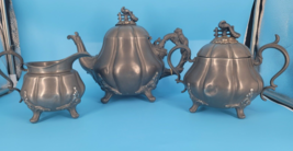 Shaw Fisher Pewter Tea Service Antique Mid 19th Century 3pc  Registered ... - £146.93 GBP