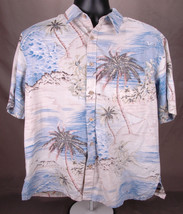 Cooke Street Hawaiian Short Sleeve Shirt-L-Palm Tree-Sea-Button Up-Honolulu USA. - £23.07 GBP