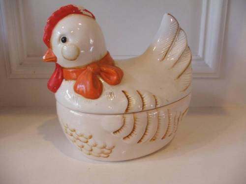 Vintage Chicken Hen on a Basket Soup Tureen B & D Japan Cookie Jar Covered Veg - $39.59
