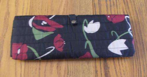 Mink Company Co Travel Jewelry Bag Black Floral Fabric Divided  - $12.86