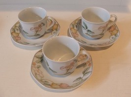 Villeroy &amp; Boch Fruit Garden 3 Cup &amp; Saucer Sets Germany Heinrich Vintage  - $76.22