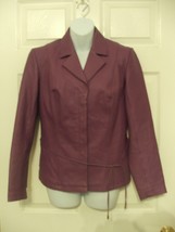 Boutique Europa Purple Lined Leather Jacket Snap Front Closure Size 4 Fi... - £35.04 GBP