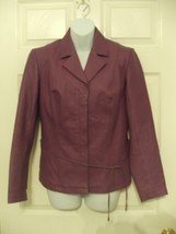 Boutique Europa Purple Lined Leather Jacket Snap Front Closure Size 4 Fi... - €38,96 EUR