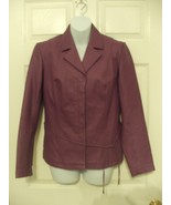 Boutique Europa Purple Lined Leather Jacket Snap Front Closure Size 4 Fi... - £35.17 GBP