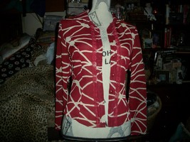 LUCE Lovely Blood Red+Cream White Blouse Size M - £10.28 GBP
