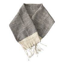 Smyrna Turkish Cotton Scarf – Black &amp; Cream Woven Peshtemal Shawl with F... - $14.40