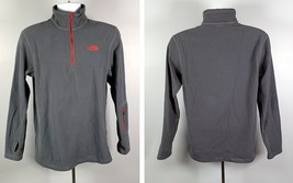 The North Face Fleece Pullover Mens Small 1/4 Zip Polyester Gray Red Trim - $34.60