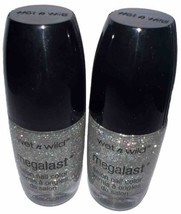 Pack Of 2 Wet n Wild Megalast Salon Nail Color Silver Sparkle (Wide Brus... - £9.33 GBP
